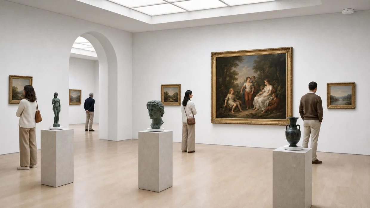 Gallery paintings and sculptures protected by Apeiron Guard artwork sensors