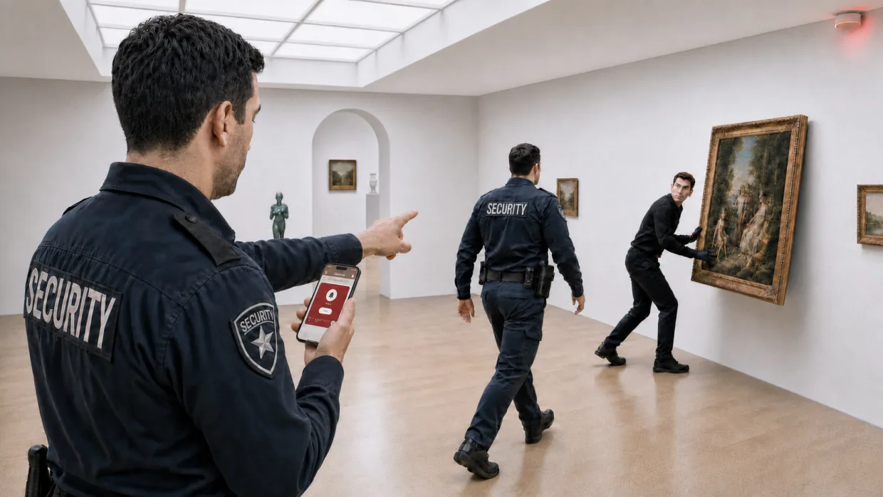 Mobile app alert supporting an immediate security guard response