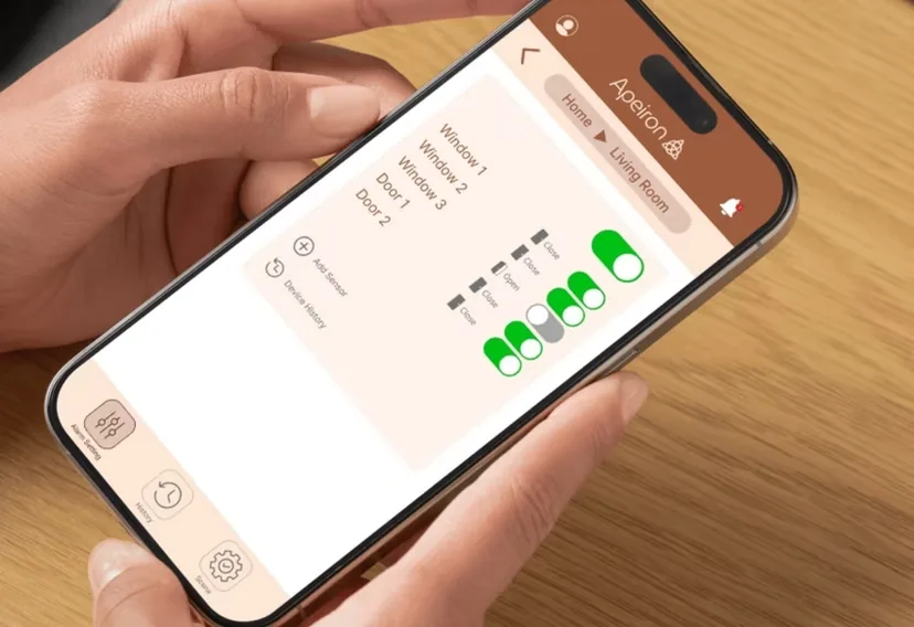 Apeiron Guard 手機應用程式顯示保護區域及警報狀態