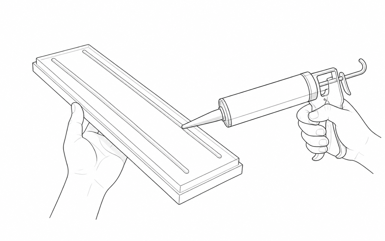 Black-and-white installation illustration showing two approved structural-sealant beads applied to the Wall Top Sensor base